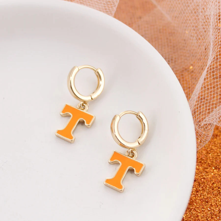Tennessee Gold Huggie Hoop Earrings w/ Enamel Logo