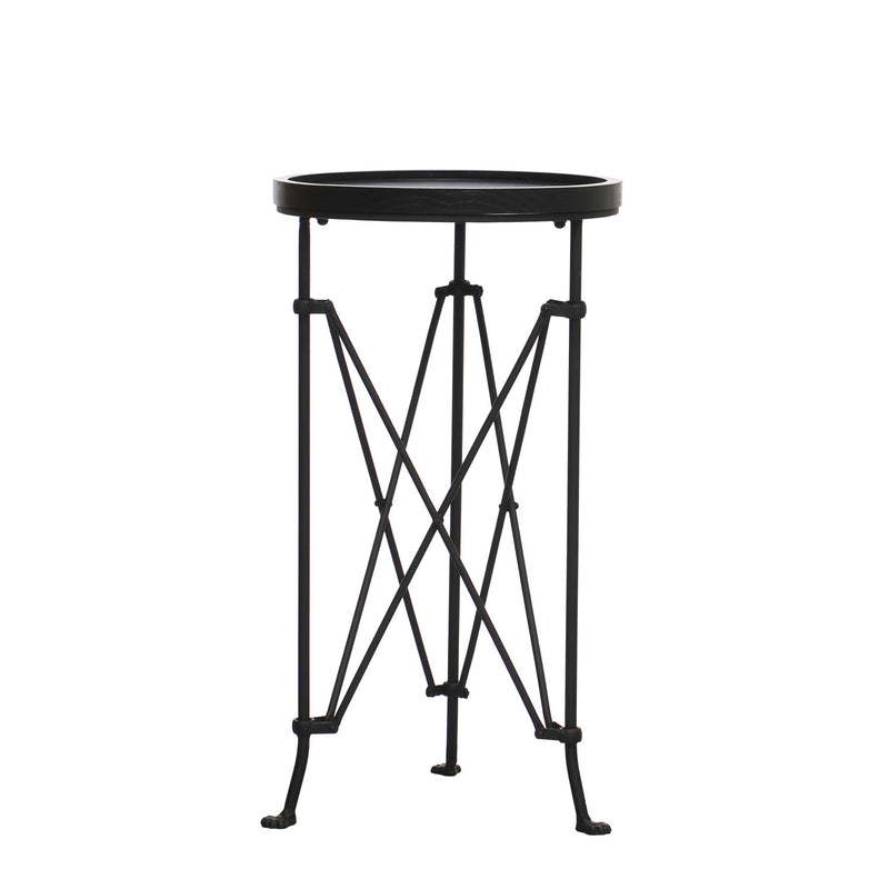 Metal Table w/ Wood Top, Black