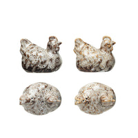 Stoneware Hen Shaped Salt & Pepper Shakers, Set of 2