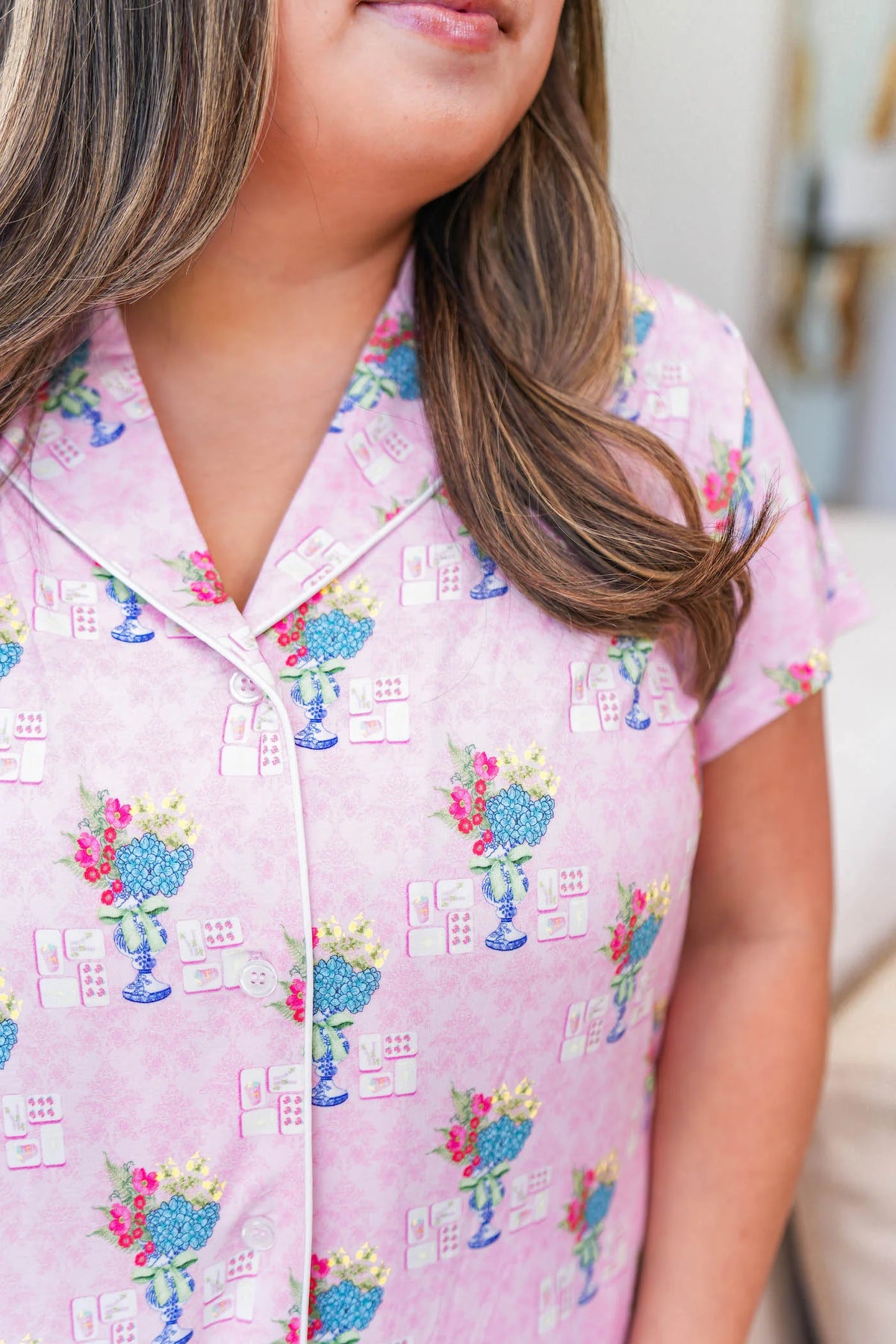 Mahjong Heirloom Pajama Pants Set - Pink