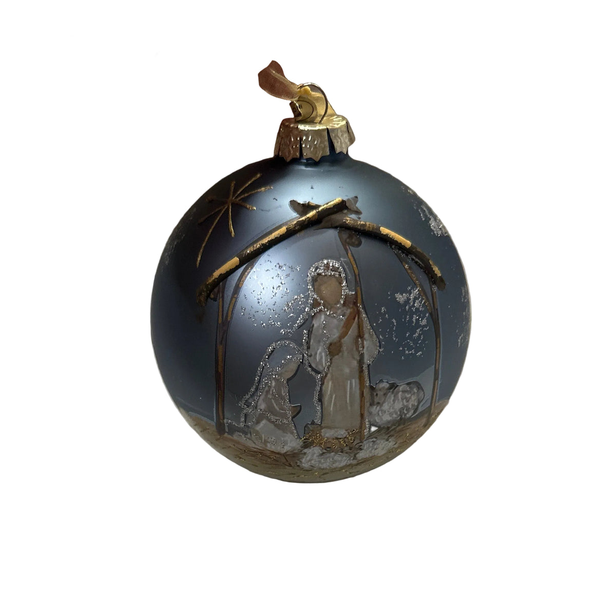 Holy Night Ball Ornament - BLUE - 5"
