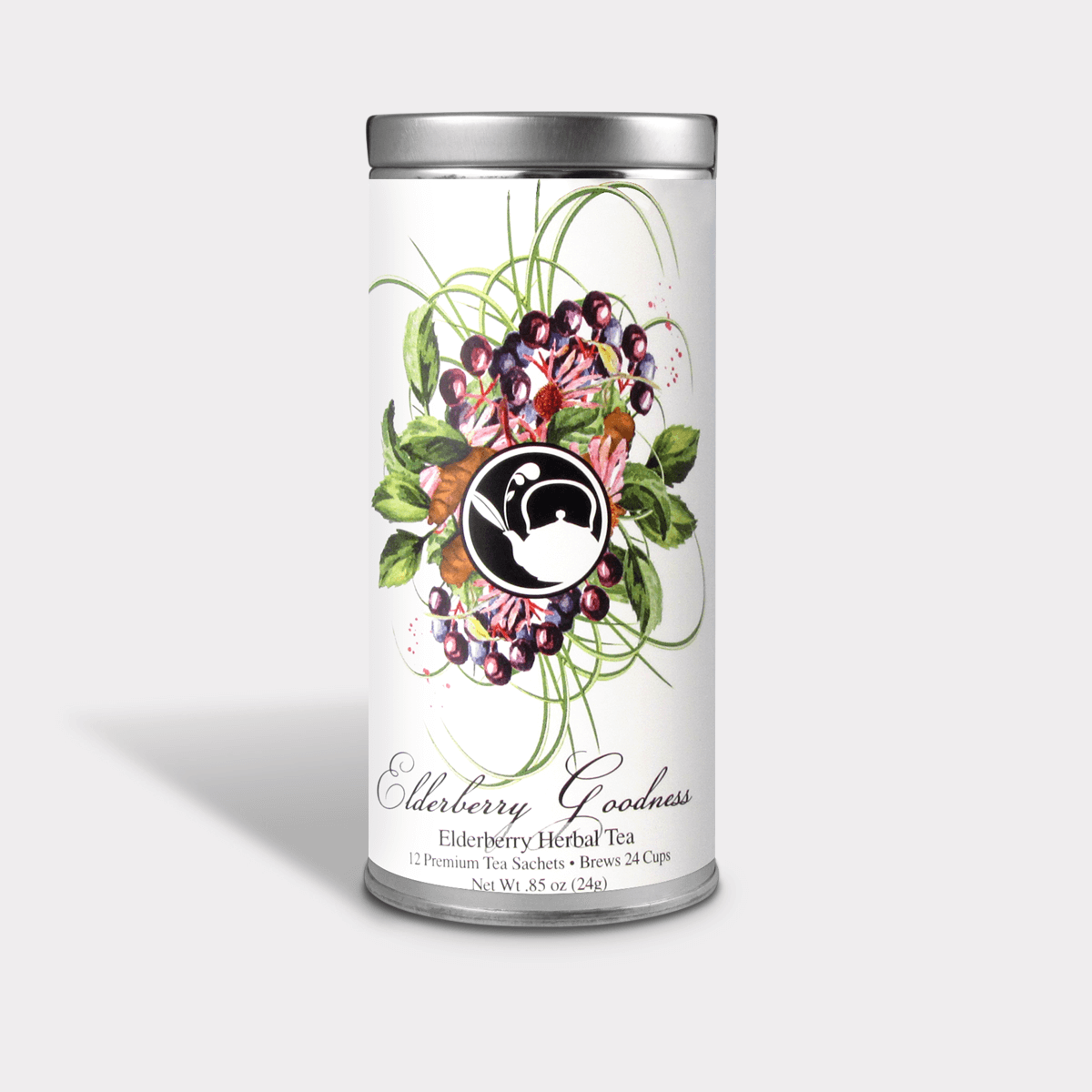 Elderberry Goodness Tea Floral Tin