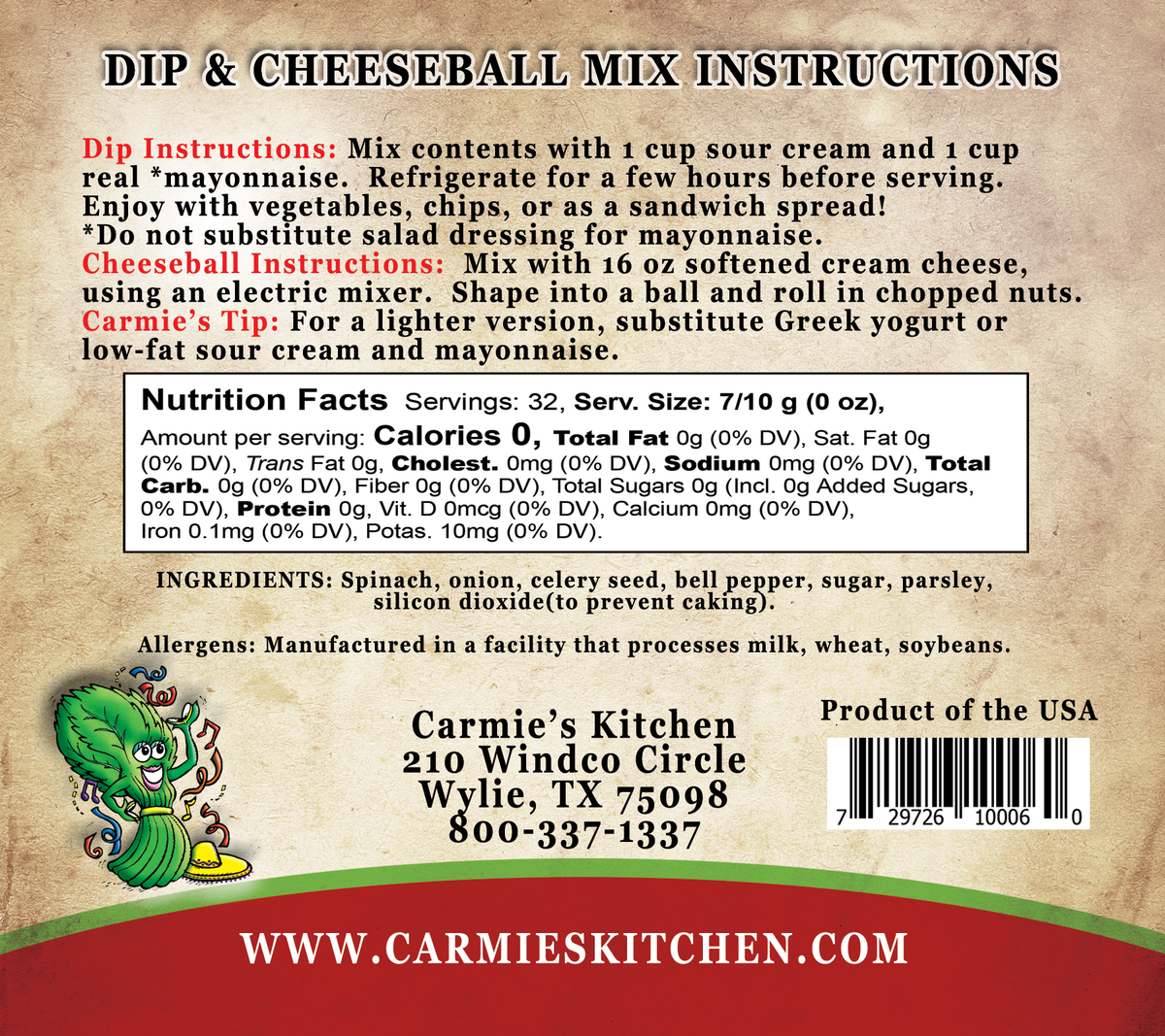 Carmie's Kitchen Dip Mixes