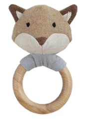 Fox Wooden Teething Rattle