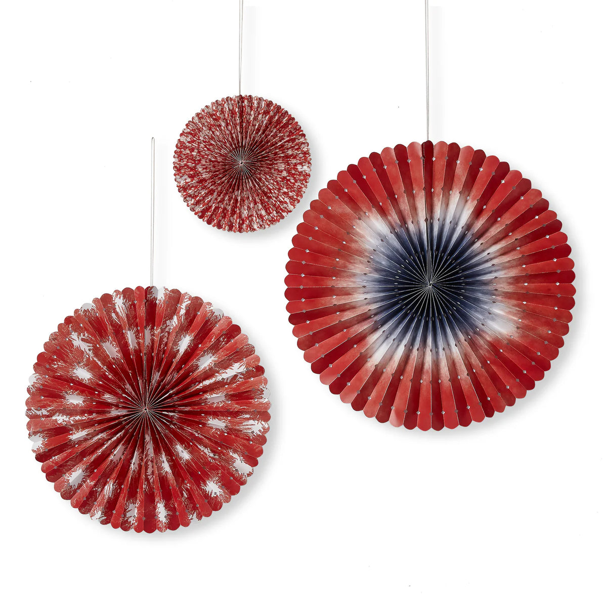 Festive Red Paper Fan Decor Set Of 3