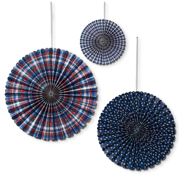 Paper Fan Set - Red/White & Blue