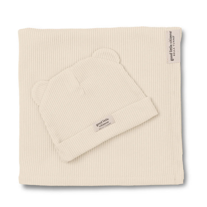Rib Swaddle & Beanie Set