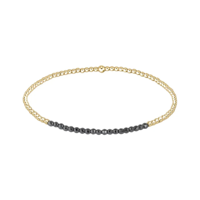 gold bliss 2mm bead bracelet - faceted hematite