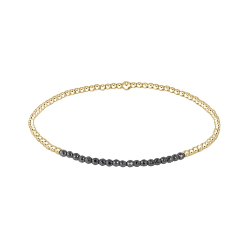 gold bliss 2mm bead bracelet - faceted hematite