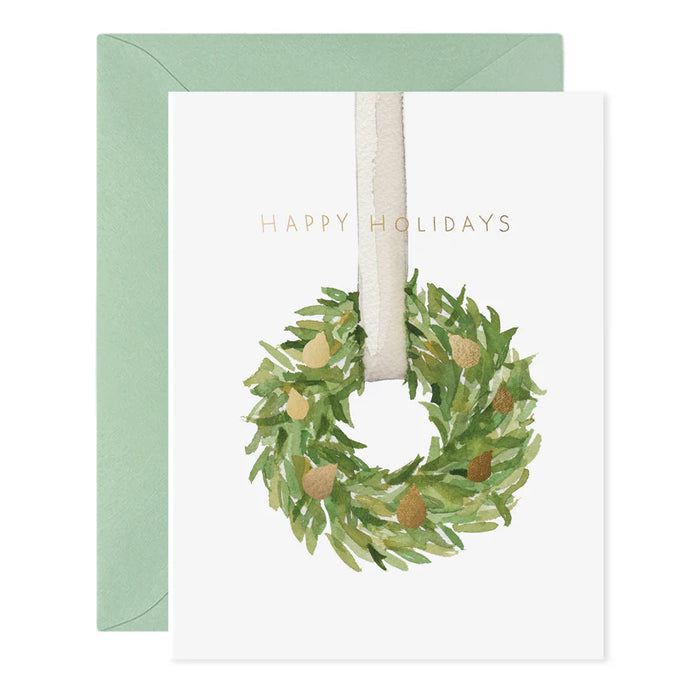 Holiday Wreath "Happy Holidays" Card