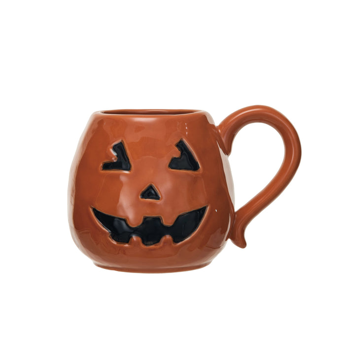 Stoneware Jack-O-Lantern Shaped Mug