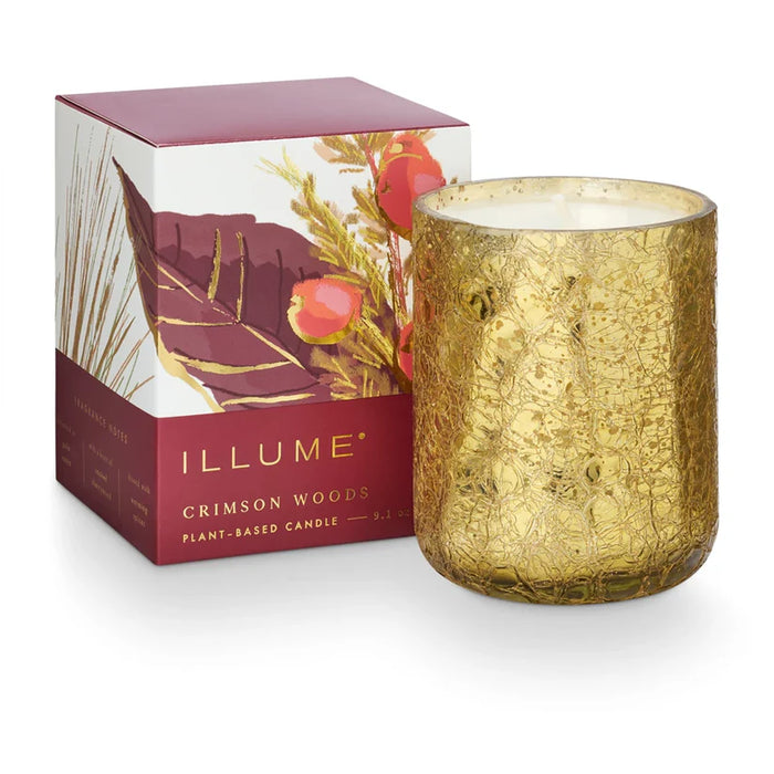 Crimson Woods Boxed Crackle Glass Candle