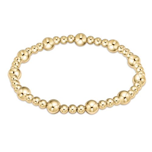 classic sincerity pattern 6mm bead bracelet - gold