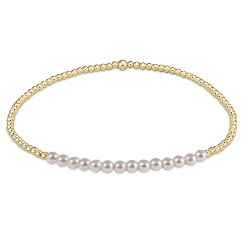 gold bliss 2mm bead bracelet - pearl