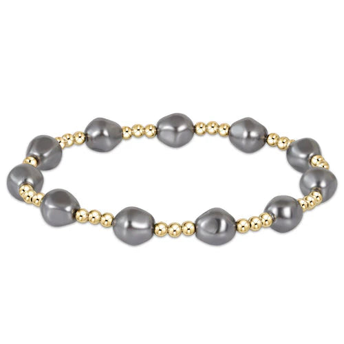 admire gold 3mm bead bracelet - pearl - dark grey