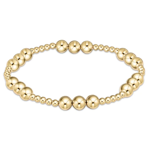 classic joy pattern 6mm bead bracelet - gold