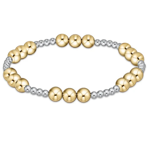 classic joy pattern bead bracelet - mixed metal