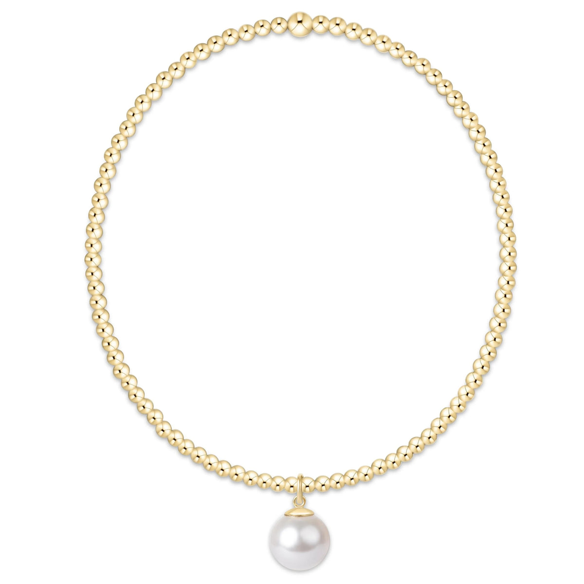classic gold 2mm bracelet - classic pearl 8mm charm
