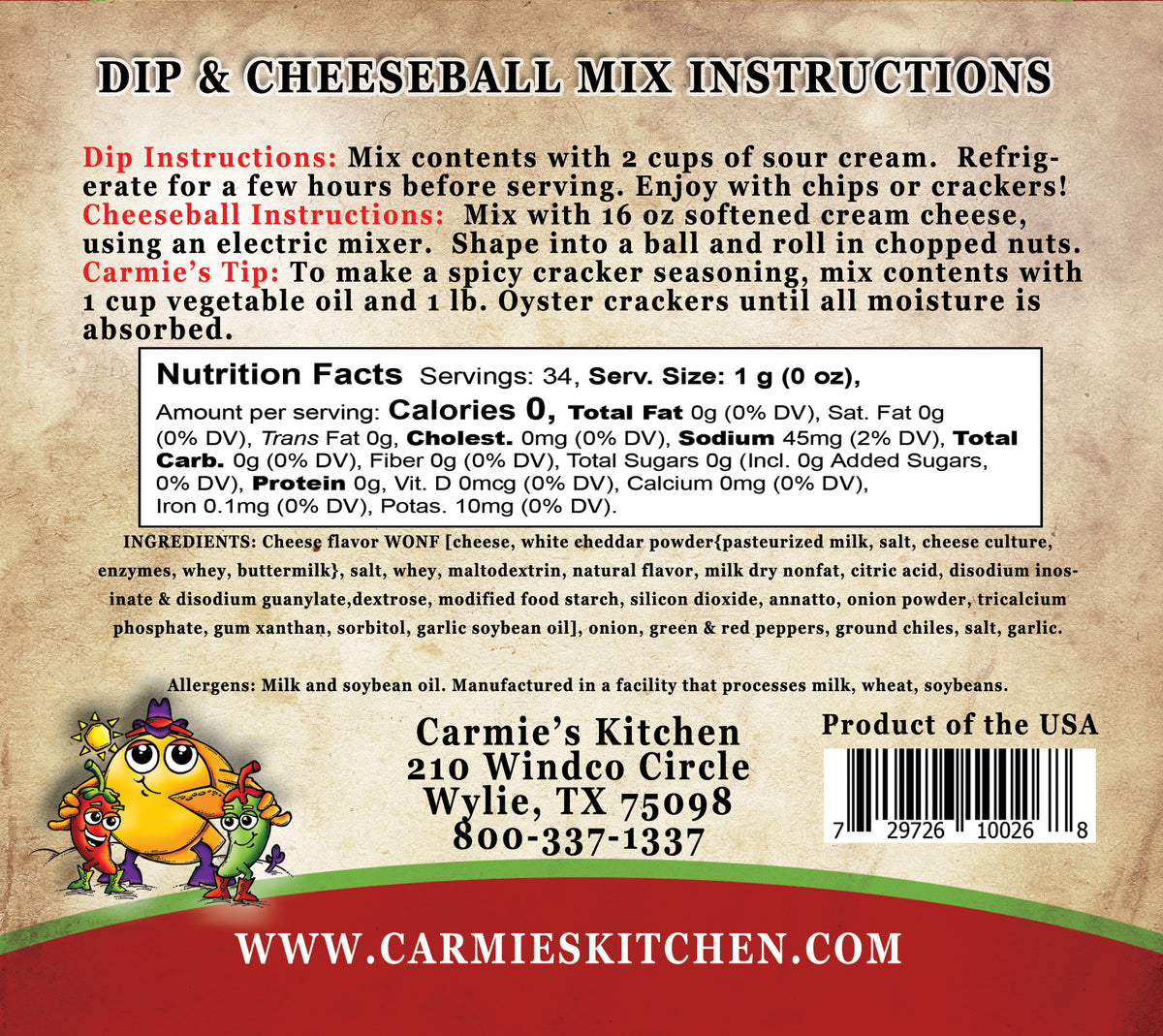 Carmie's Kitchen Dip Mixes