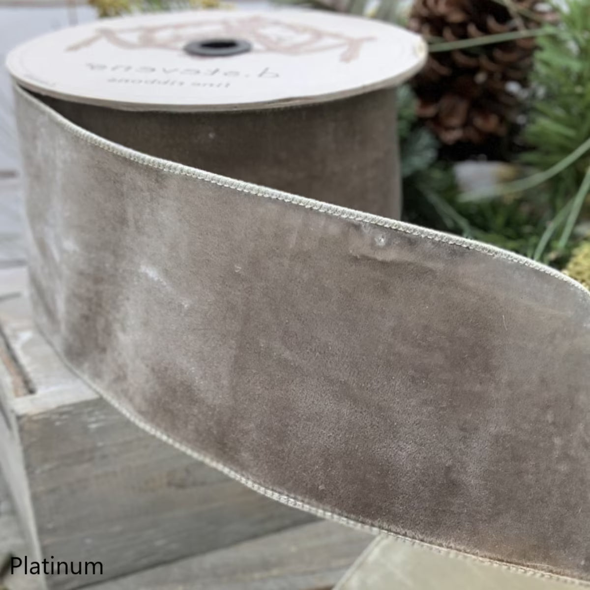 Ribbon - Lush Velvet - Platinum - 2.5"