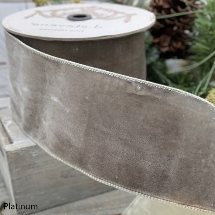 Ribbon - Lush Velvet - Platinum - 2.5"