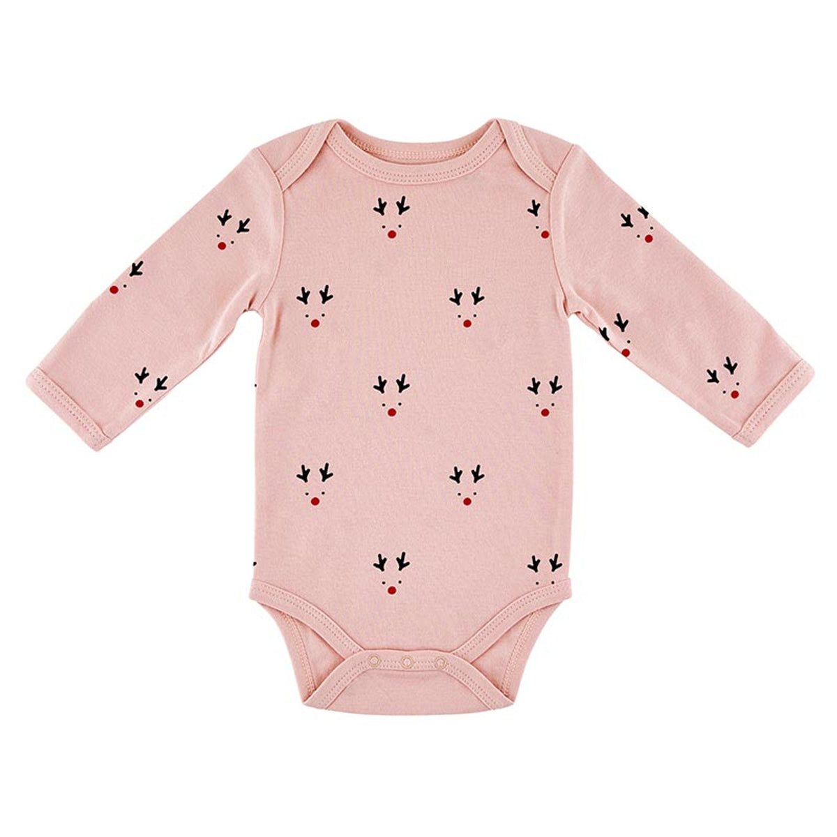 Long Sleeve Snapshirt - Pink Reindeer