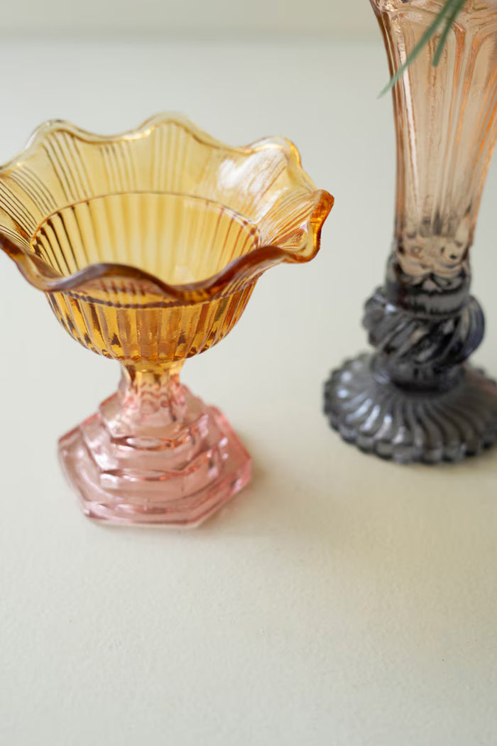 Colored Glass Bowl and Vase