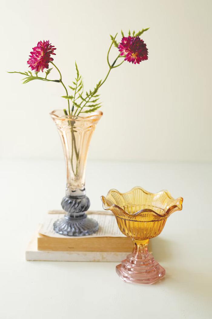 Colored Glass Bowl and Vase