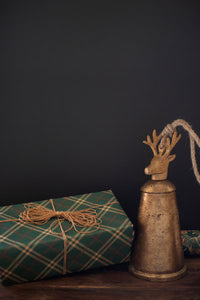 Gold Christmas Bells w/Deer Finials