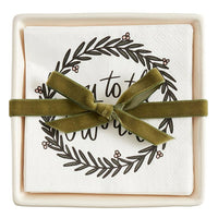 Ceramic Cocktail Napkin Tray - Joy to the World