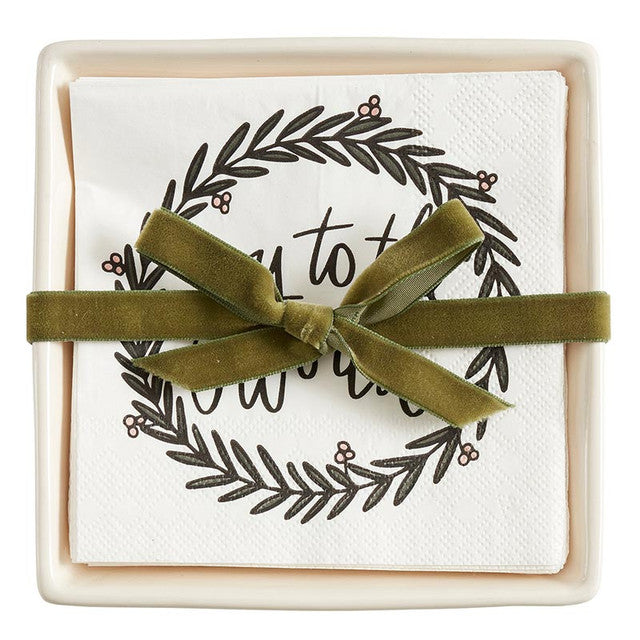 Ceramic Cocktail Napkin Tray - Joy to the World