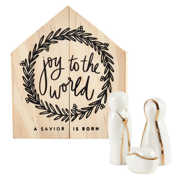 Ceramic Figurine in Pine Wood Box