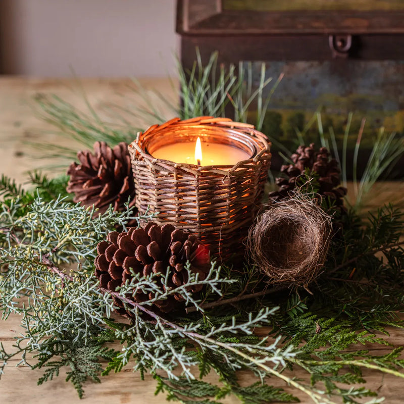 Wicker Basket Candles - Holiday Scents