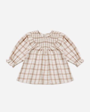 V Smocked Dress || Rustic Plaid