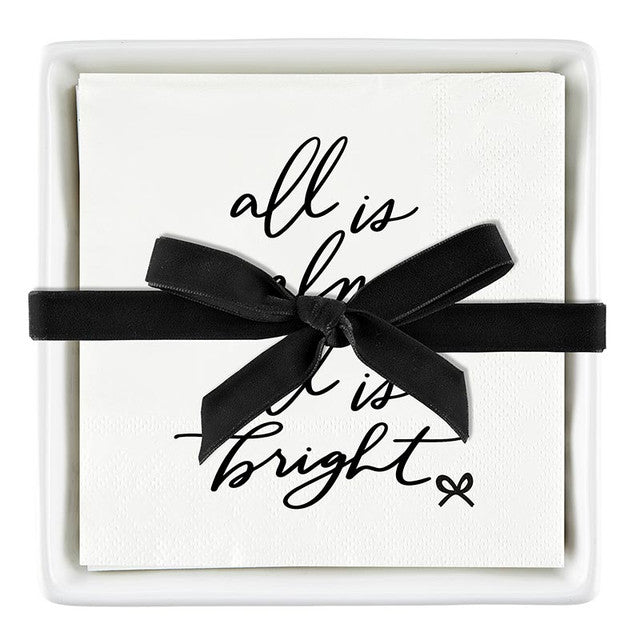 Ceramic Cocktail Napkin Tray - All is Calm