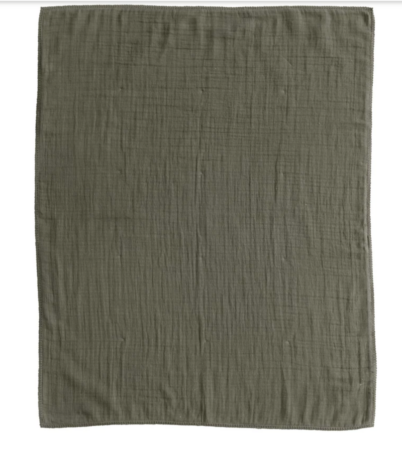 Cotton Knit Double cloth baby blanket, green