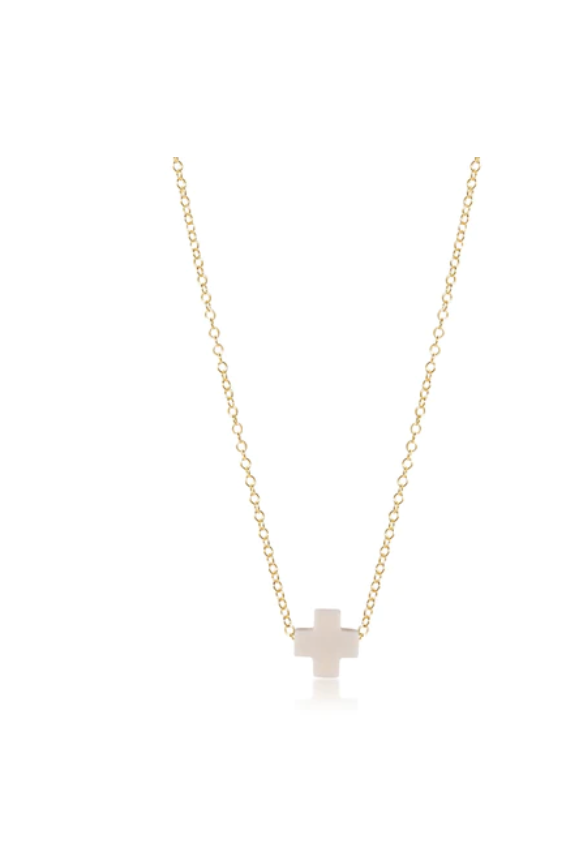 16" necklace gold - signature cross off-white