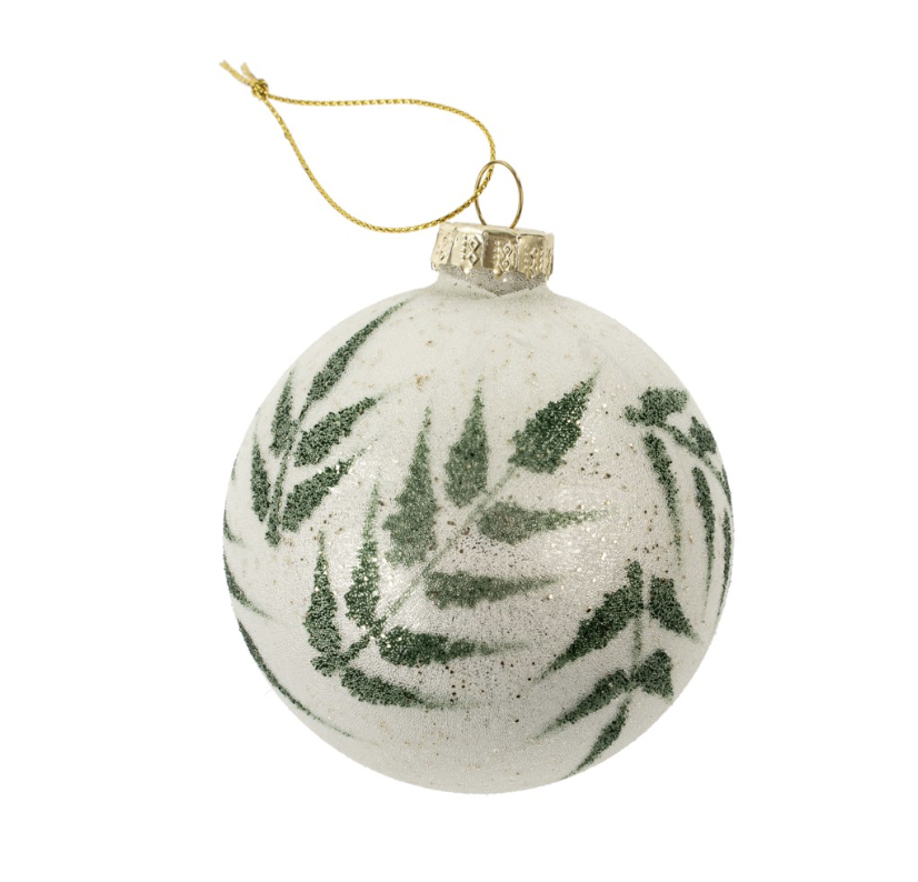 Frosted Fern Glass Ornament