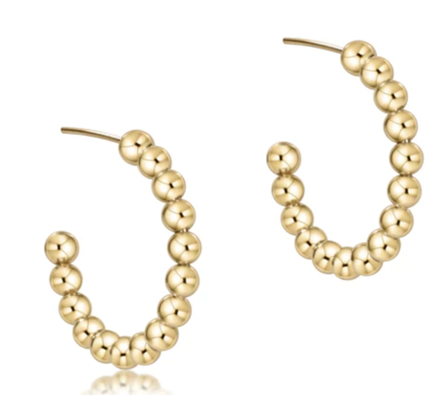 beaded classic 1.25" post hoop 4mm gold