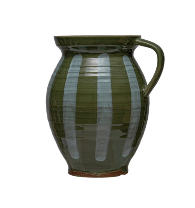 Hand-Painted Stoneware Pitcher