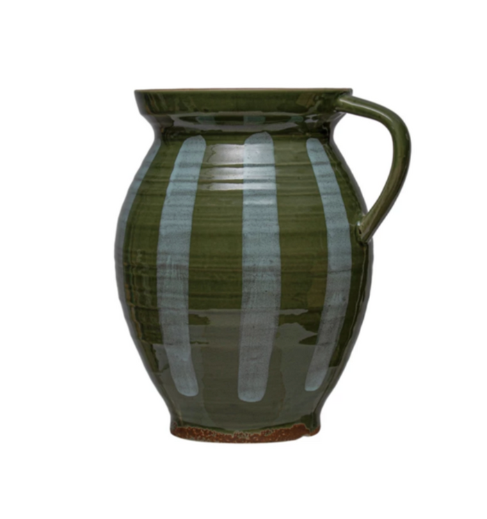 Hand-Painted Stoneware Pitcher