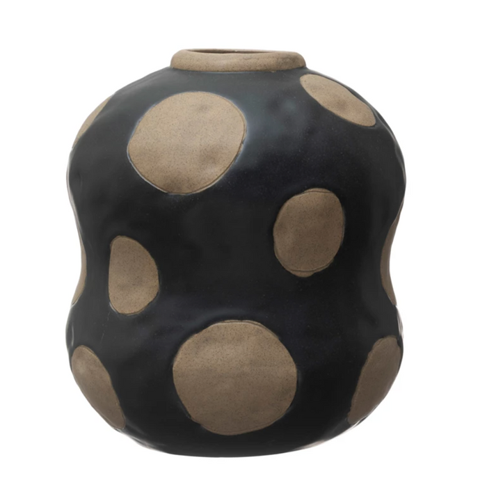 Stoneware Vase w/ Wax Relief Dots