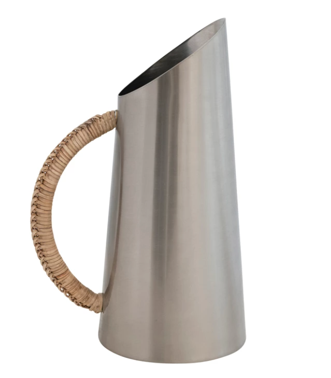 Stainless Steel Pitcher w/ Rattan Wrapped Handle
