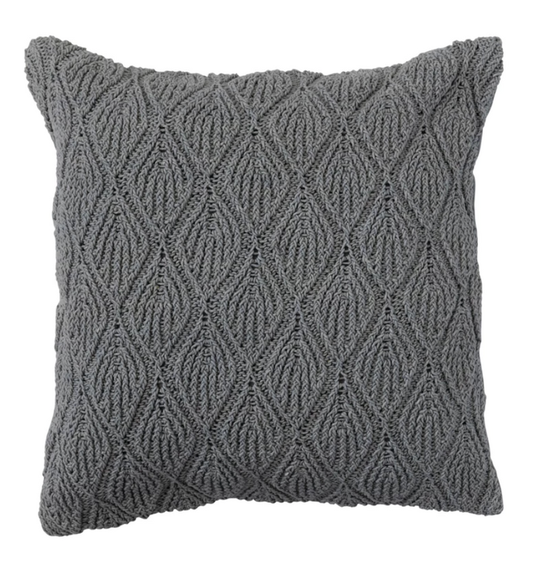 Woven Cotton Pillow w/ Diamond Pattern