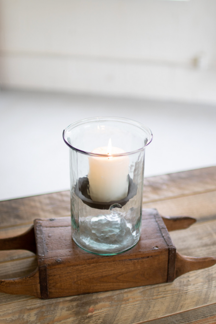 Mini Glass Candle Cylinders with Rustic Insert