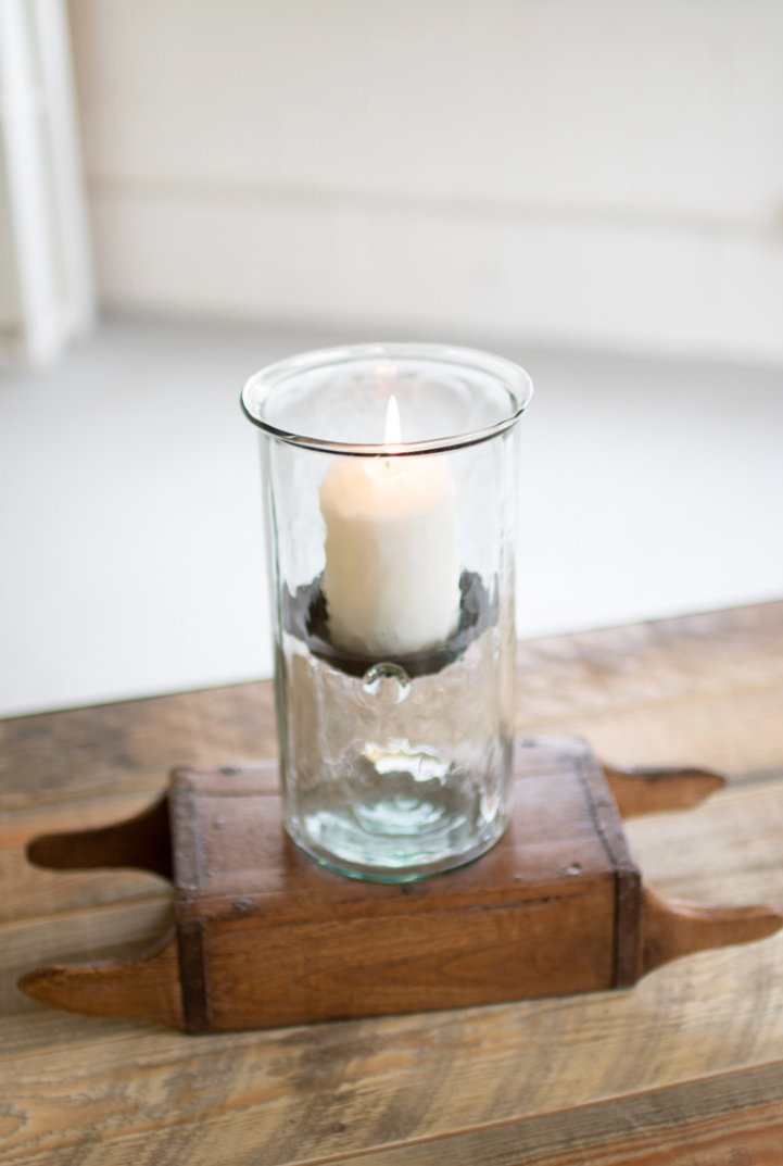 Mini Glass Candle Cylinders with Rustic Insert