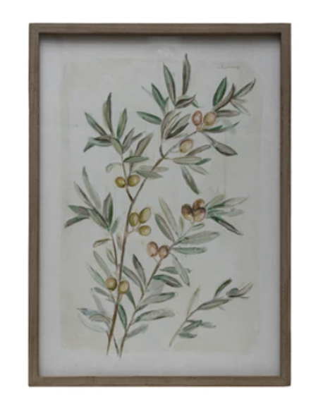 Wood Framed Glass Wall Décor w/ Botanical Print