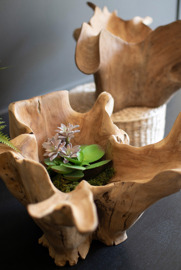 Blooming Teak Root Bowl