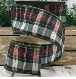 Silk Plaid Ribbon - 2.5" Red, Green & Blue