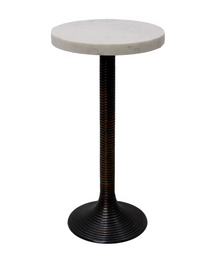 Marble Top Ribbed Metal Tulip Base Martini Table